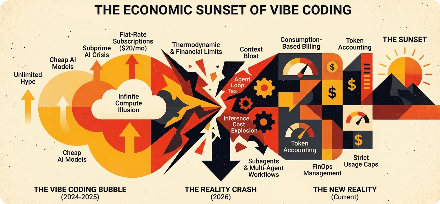 The economic sunset of vibe coding: from cheap AI subscriptions through the reality crash to FinOps governance