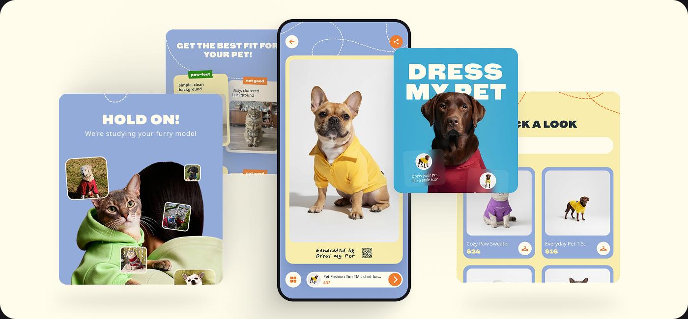 shopify dress my pet shop mini app screenshot