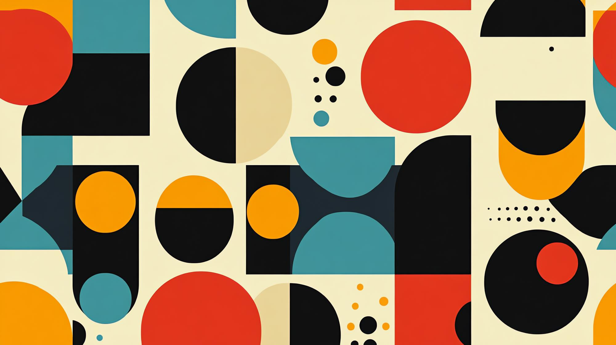 Abstract geometric composition with chunked passages and citation patterns